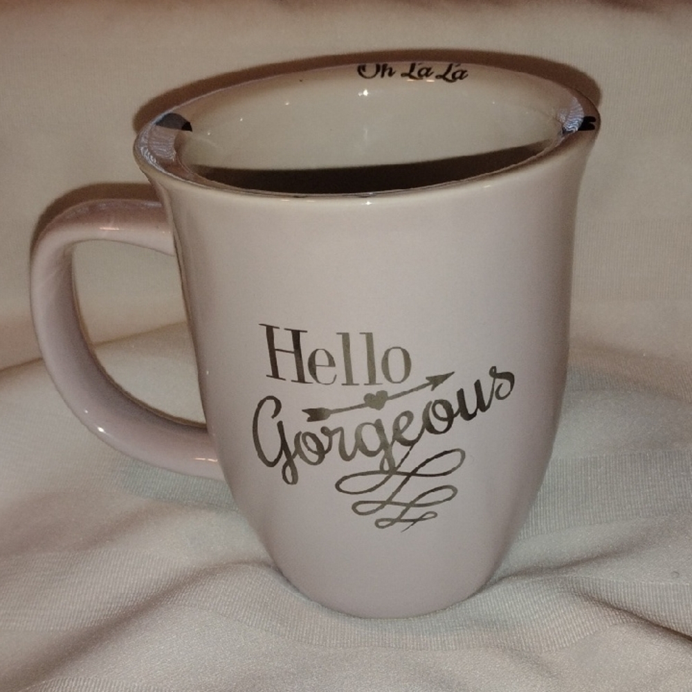 10 Strawberry Street, 'Hello Gorgeous Oh La La' - Ceramic Cream Mug